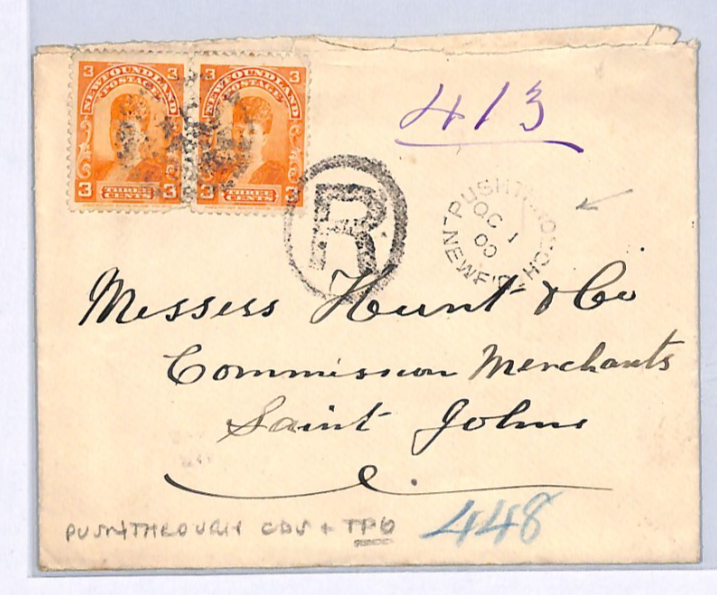 NEWFOUNDLAND RAILWAY Cover *PUSHTHROUGH* 1900 CDS Coastal TPO West FISHING XK234 - Image 3