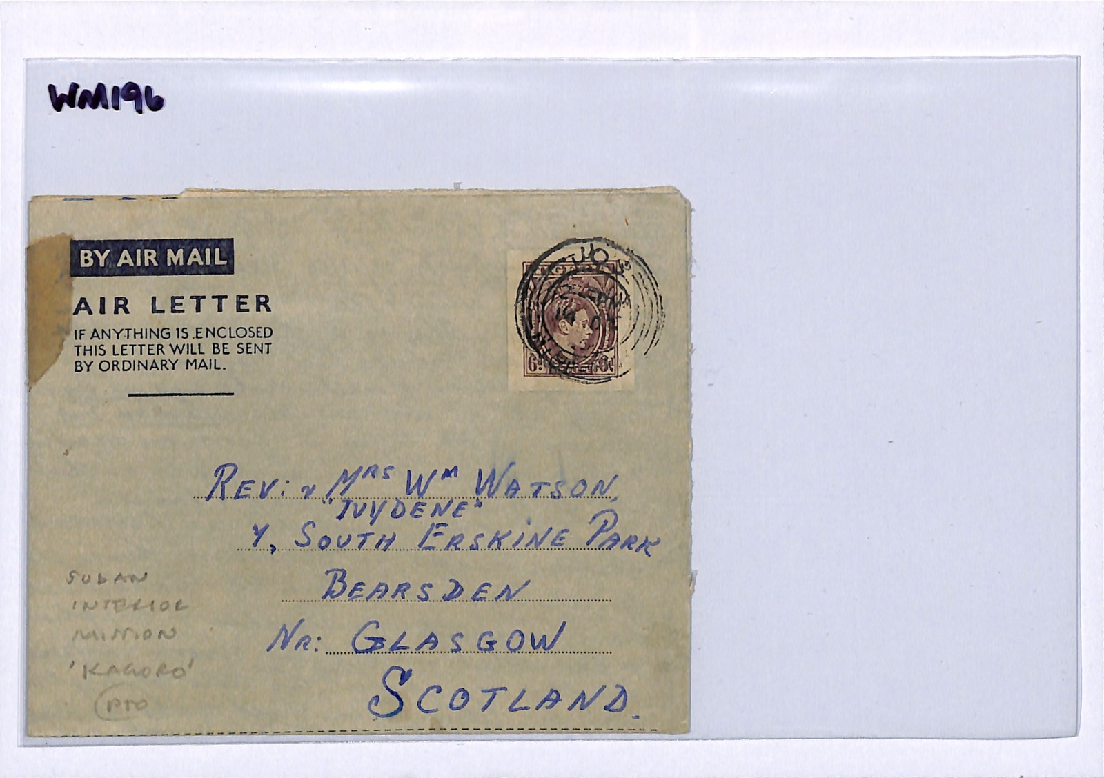 NIGERIA Air Letter Kagoro Jos SUDAN INTERIOR MISSION GB Scotland Glasgow WM196 - Image 5