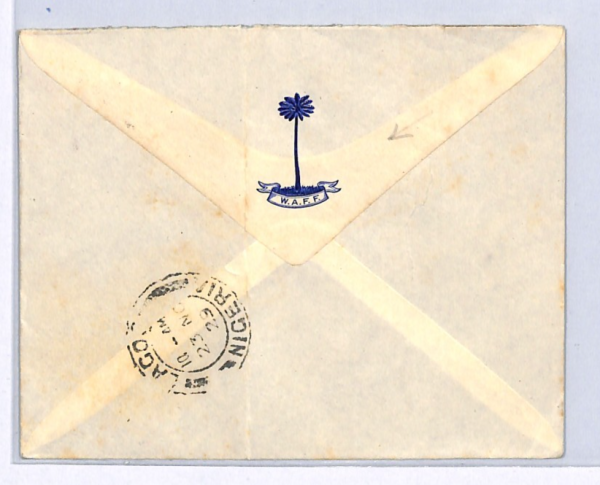 NIGERIA MILITARY Cover *WEST AFRICA FIELD FORCE* Zaria 1929 PALM TREE Crest WY9 - Image 3