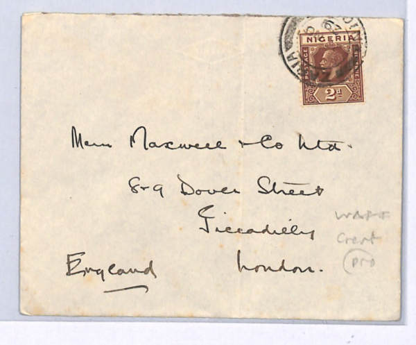 NIGERIA MILITARY Cover *WEST AFRICA FIELD FORCE* Zaria 1929 PALM TREE Crest WY9 - Image 4