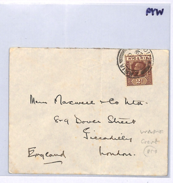 NIGERIA MILITARY Cover *WEST AFRICA FIELD FORCE* Zaria 1929 PALM TREE Crest WY9 - Image 9