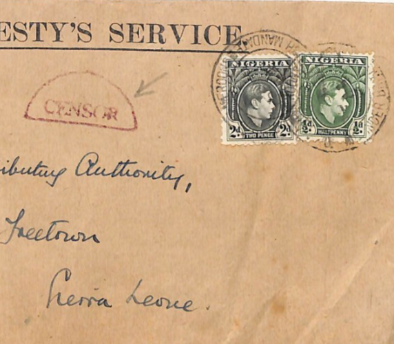 NIGERIA USED CAMEROON WW2 Official Cover SIERRA LEONE Superb Censor 1944 BA155