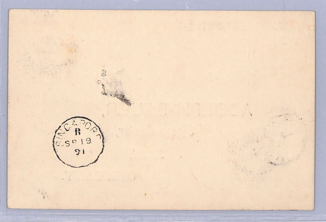 NORTH BORNEO Stationery Card *Sandakan* 1891 Germany Erfurt via Singapore WE281 - Image 3