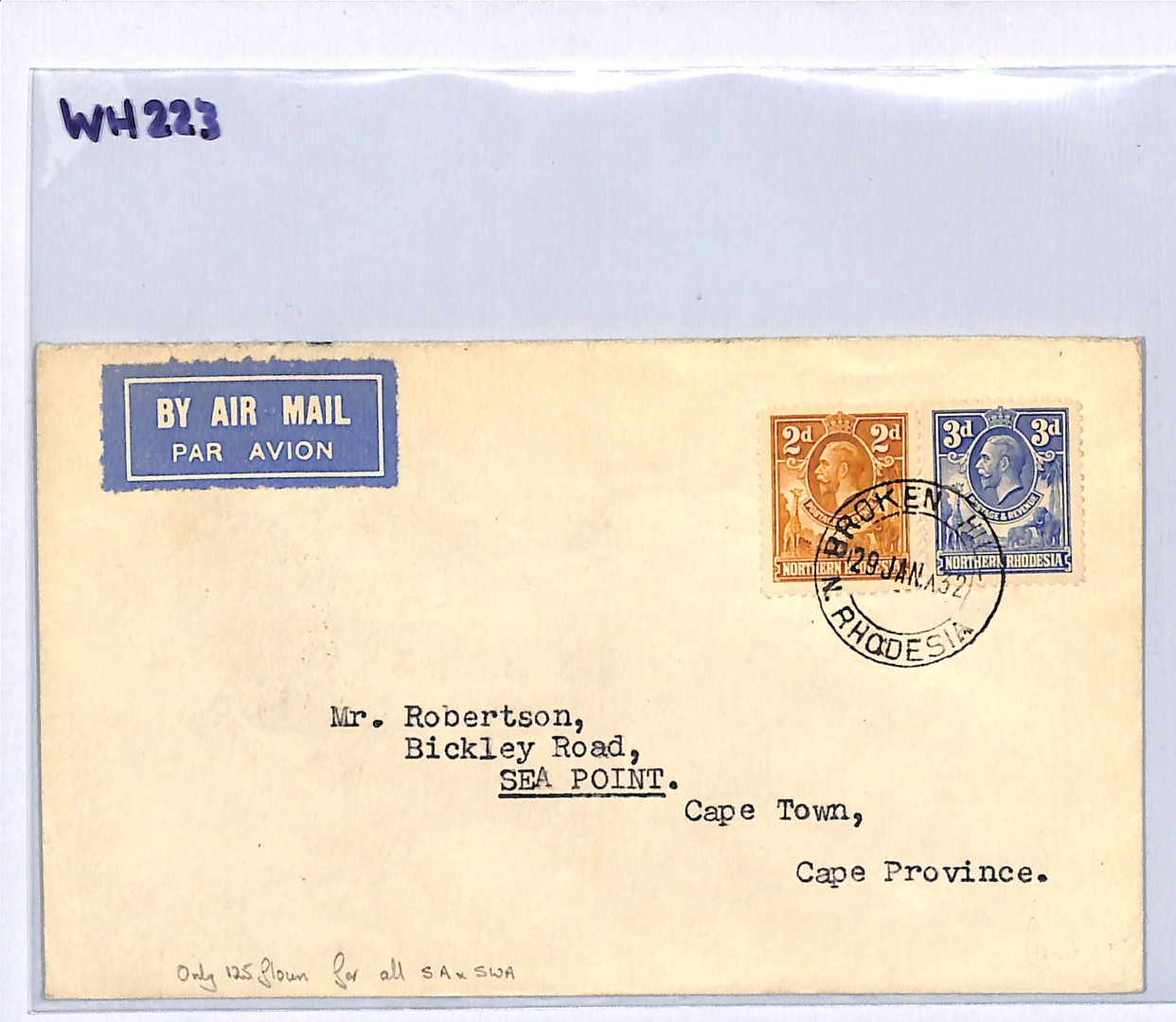 NORTHERN RHODESIA Air 1932 IMPERIAL FIRST FLIGHT *125 FLOWN* Cape Town WH223 - Image 7
