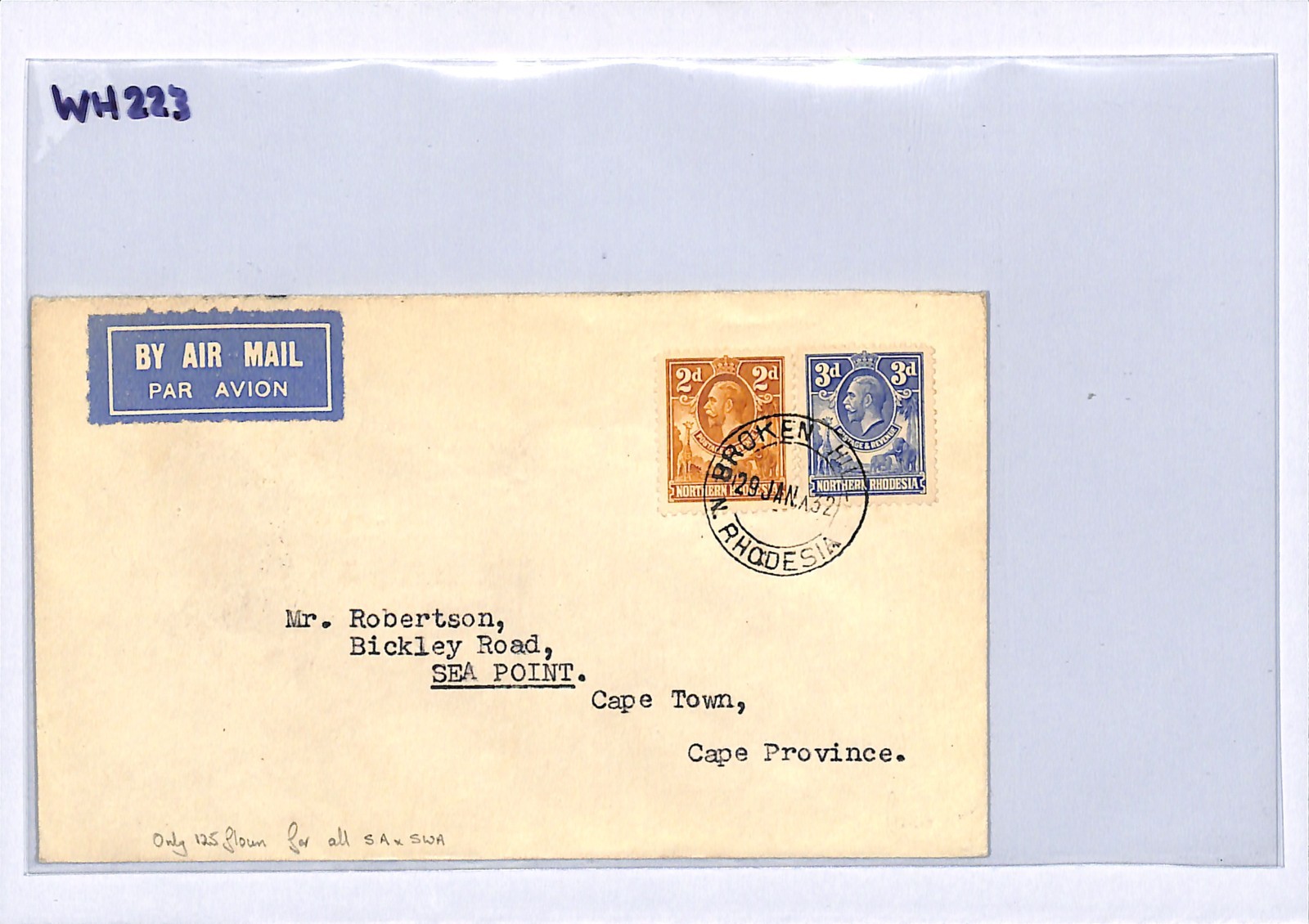NORTHERN RHODESIA Air 1932 IMPERIAL FIRST FLIGHT *125 FLOWN* Cape Town WH223 - Image 9