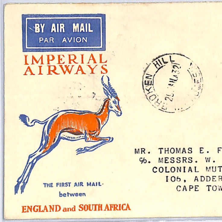 NORTHERN RHODESIA Air Cover IMPERIAL FIRST FLIGHT Cape 1932 Broken Hill WH220 - Image 8