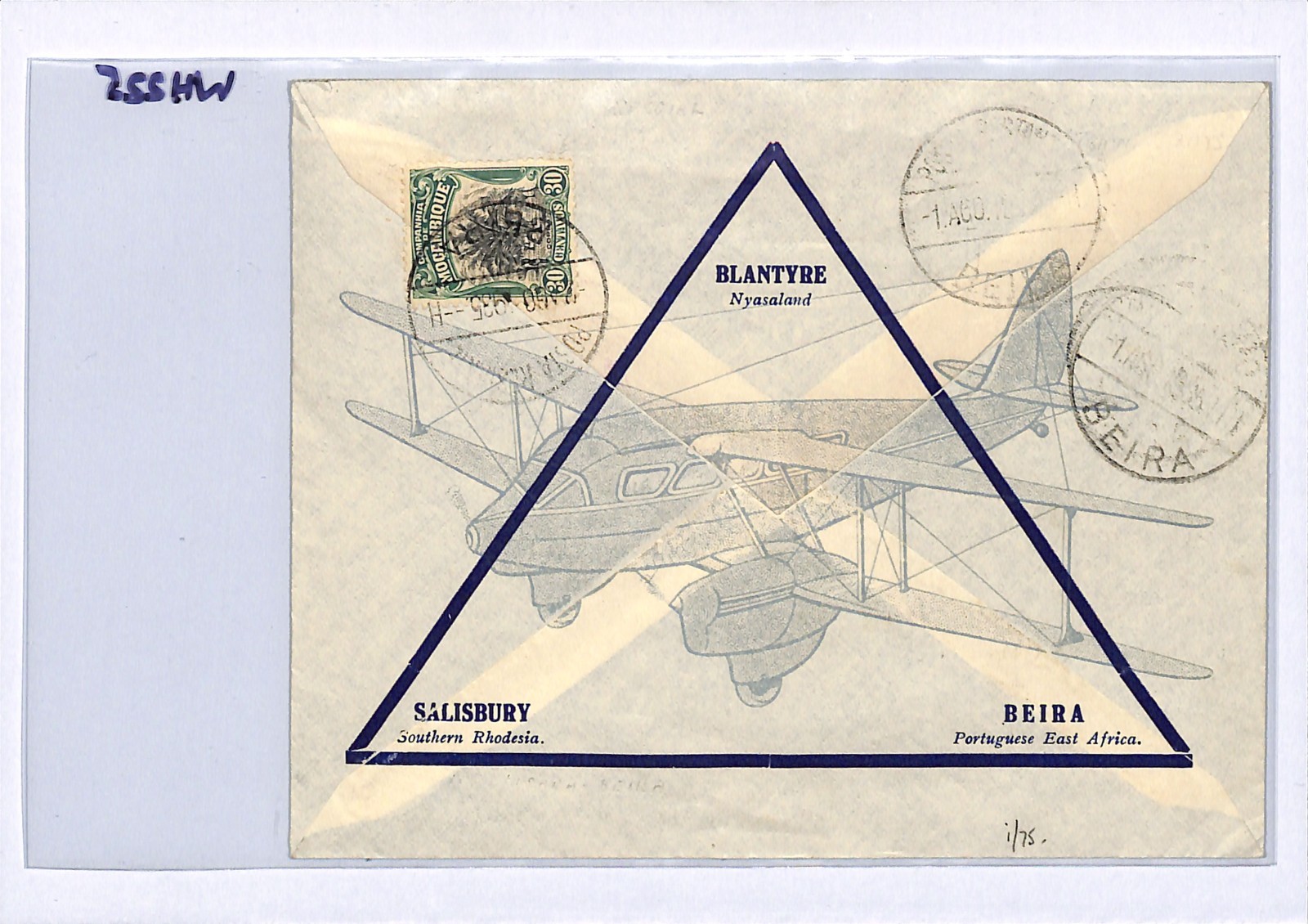 NORTHERN RHODESIA Air MOZAMBIQUE Mixed Franking PEA FLIGHT 1935 6d Jubilee WH225 - Image 6