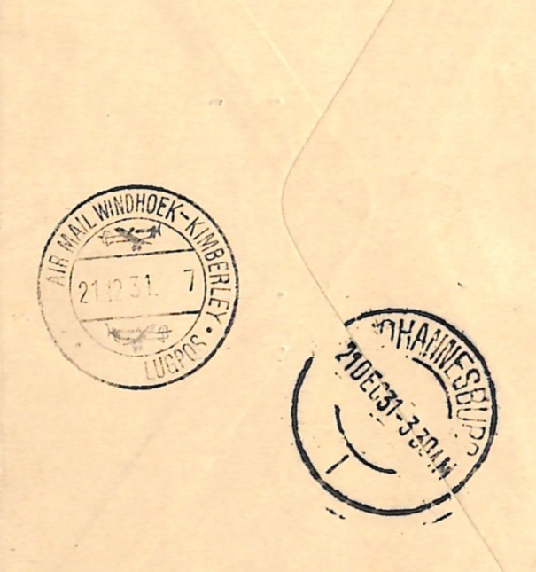 NORTHERN RHODESIA Air Mail Cover FIRST FLIGHT Broken Hill 1931 Windhoek WN119 - Image 5