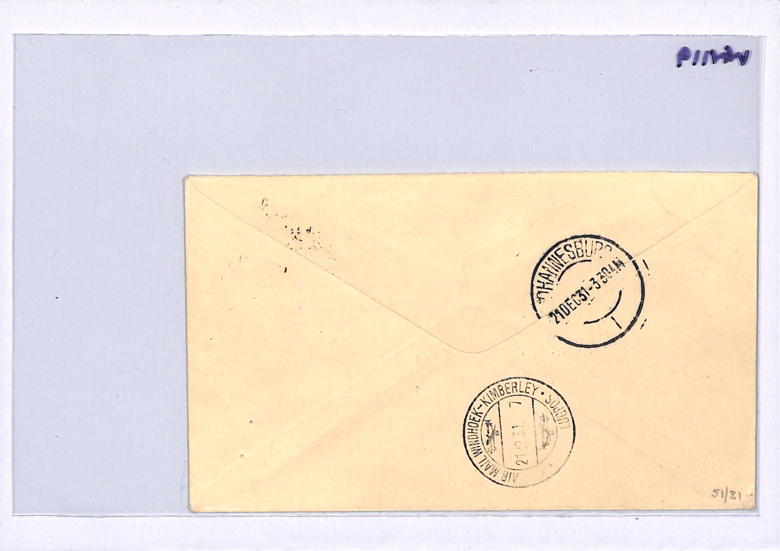 NORTHERN RHODESIA Air Mail Cover FIRST FLIGHT Broken Hill 1931 Windhoek WN119 - Image 9