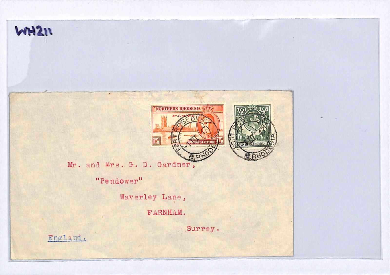 NORTHERN RHODESIA Cover KGVI VICTORY Fort Rosebery *SAMFYA MISSION* 1947 WH211 - Image 5