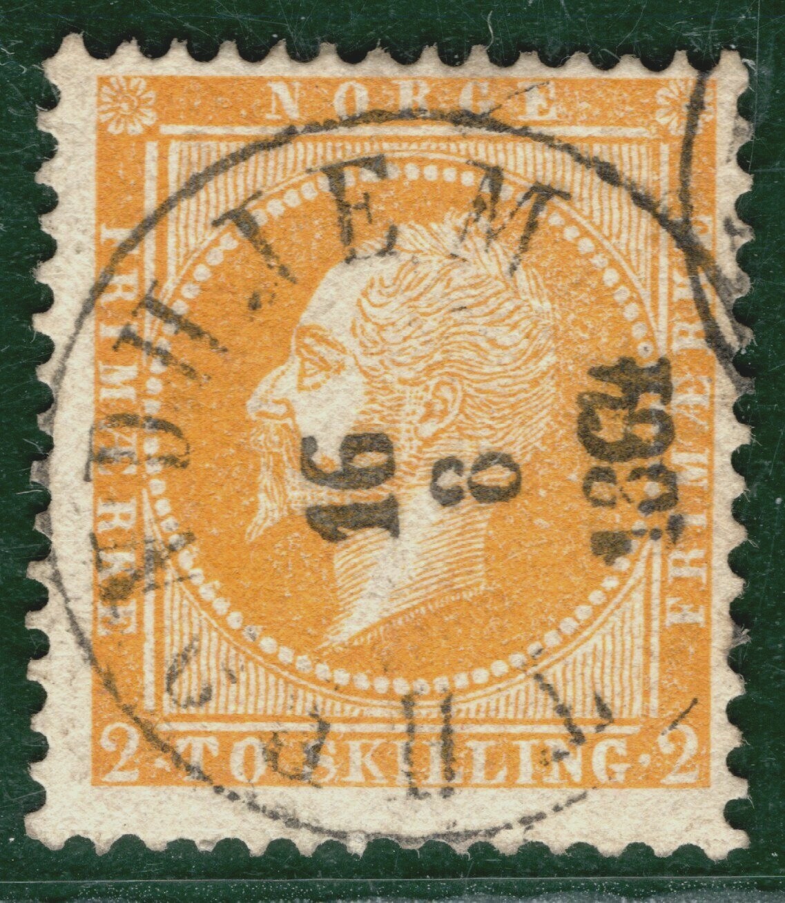 NORWAY Classic Stamp 2s Yellow KING OSCAR Trondheim 1864 CDS Used c$150 OGREEN56 - Image 5