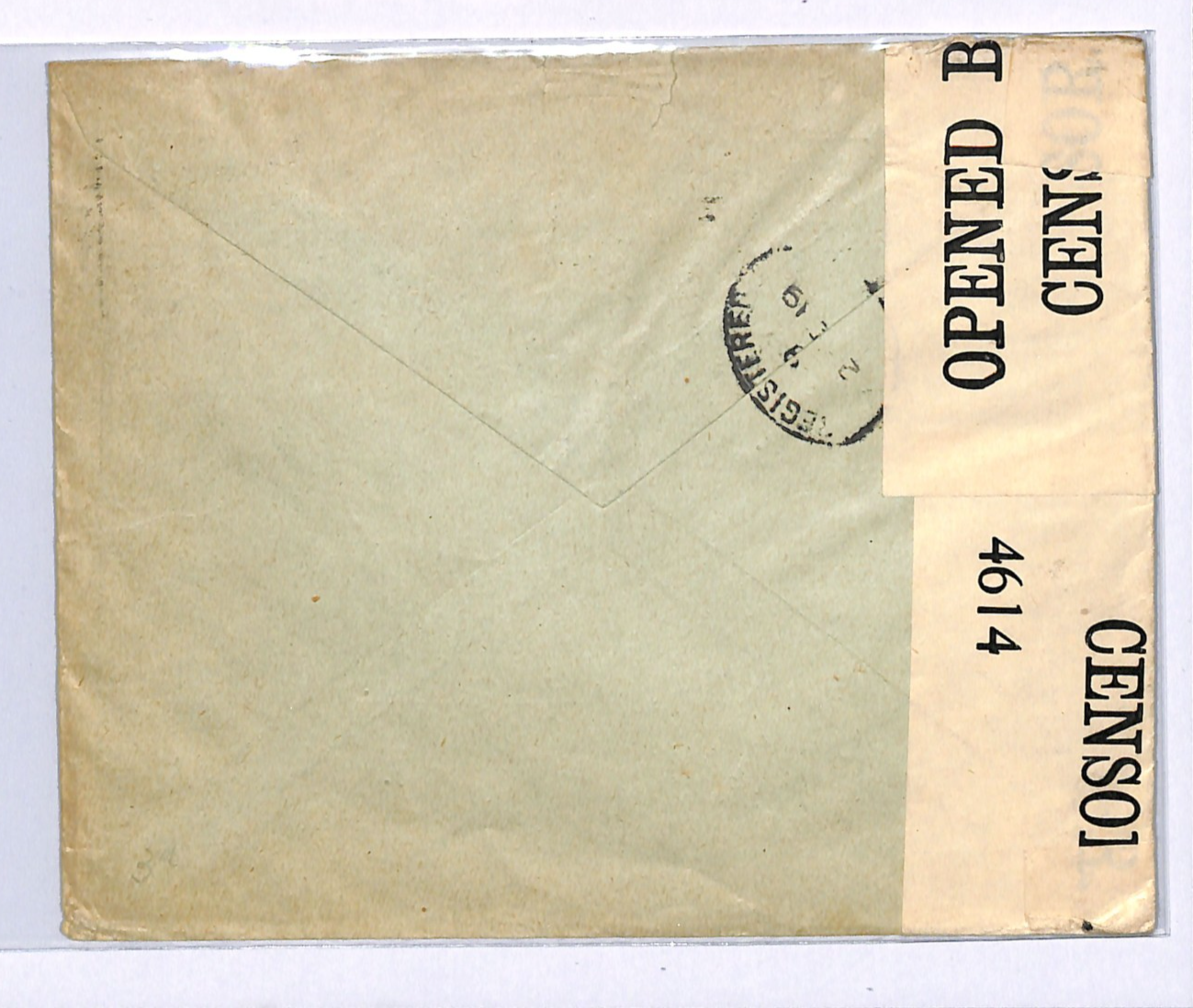 NORWAY Cover Oslo Reg *3-COLOUR* POSTHORN Block Franking 1919 CENSOR Leeds XS131 - Image 3