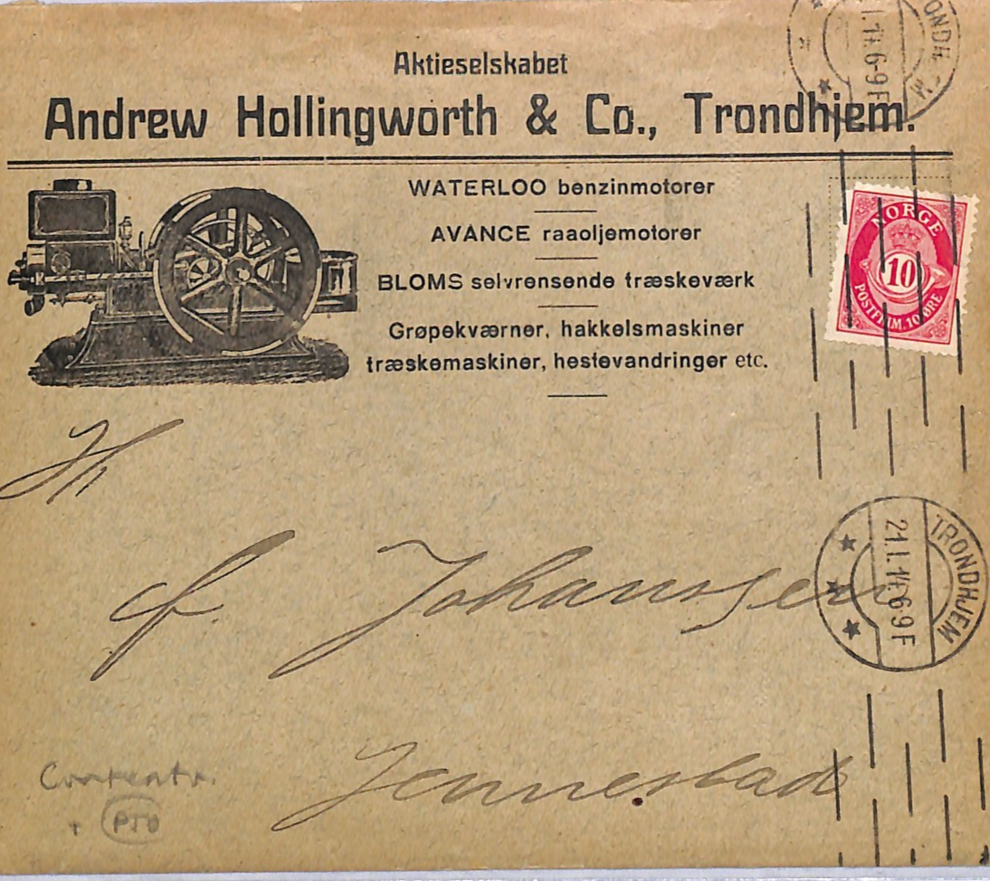 NORWAY Illustrated Advert Cover *ENGINE* Trondheim 1914 Contents {samwells}XS139 - Image 4