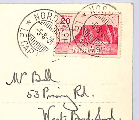 NORWAY POLAR Postcard 20+25o Carmine NORTH CAPE Surtax 1934 *NORDKAPP* CDS XS190 - Image 4