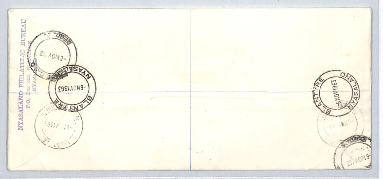 NYASALAND QEII 1963 FDC Postage O/p *FULL SET* ILLUSTRATED First Day Cover ZM89 - Image 5