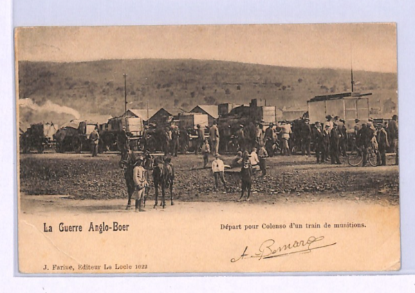 Natal BOER WAR Postcard *AMMUNITION TRAIN* Colenso Used 1900 Swiss TPO CDS XV17 - Image 3