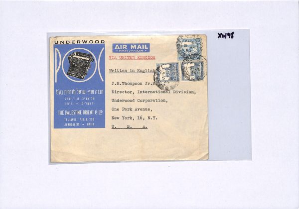 PALESTINE Illustrated Advert Cover Tel Aviv USA New York Censor 1945 XW98 - Image 4