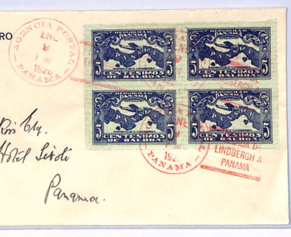 PANAMA Air 1928 FDC 5c Block{4} *LINDBERGH* FLYING TOUR First Day Cover XF101 - Image 5