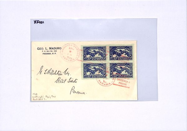 PANAMA Air 1928 FDC 5c Block{4} *LINDBERGH* FLYING TOUR First Day Cover XF101 - Image 8