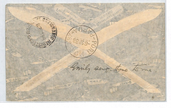PAPUA Air Mail Cover Port Moresby Registered Australia Brisbane 1938 XC324 - Image 4