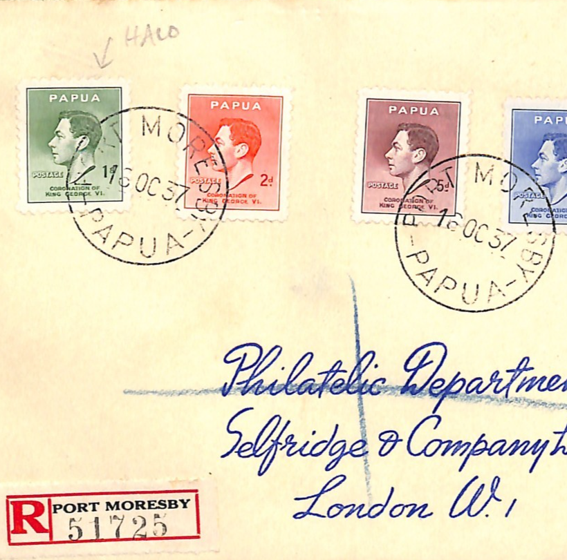 PAPUA Cover KGVI 1d Coronation *HALO* VARIETY SG.154a 1937 FDC First Day WH130 - Image 5