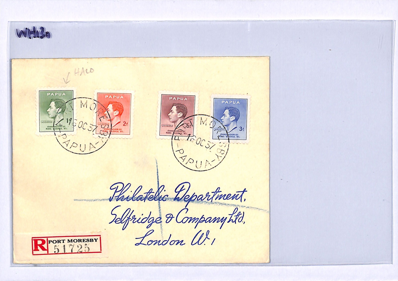 PAPUA Cover KGVI 1d Coronation *HALO* VARIETY SG.154a 1937 FDC First Day WH130 - Image 7