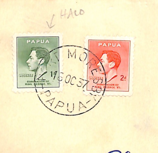 PAPUA Cover KGVI 1d Coronation *HALO* VARIETY SG.154a 1937 FDC First Day WH130