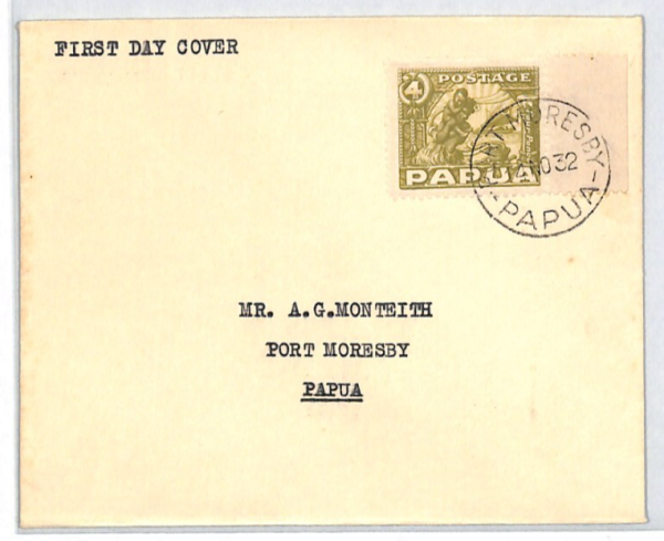 PAPUA KGV FDC 1932 4d Olive-Green MOTHER CHILD Port Moresby Local{samwells}XC310 - Image 3