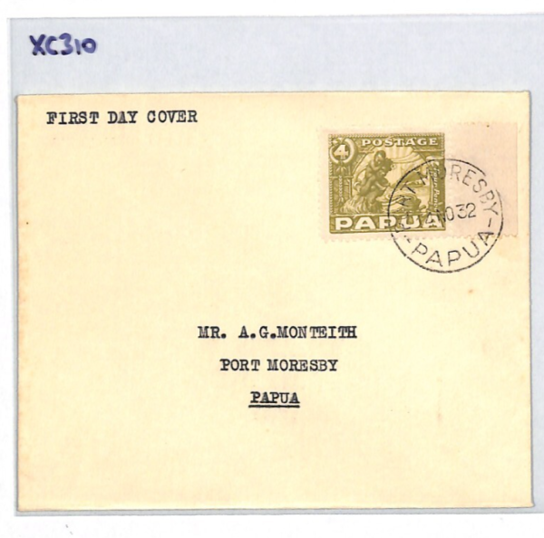 PAPUA KGV FDC 1932 4d Olive-Green MOTHER CHILD Port Moresby Local{samwells}XC310 - Image 5