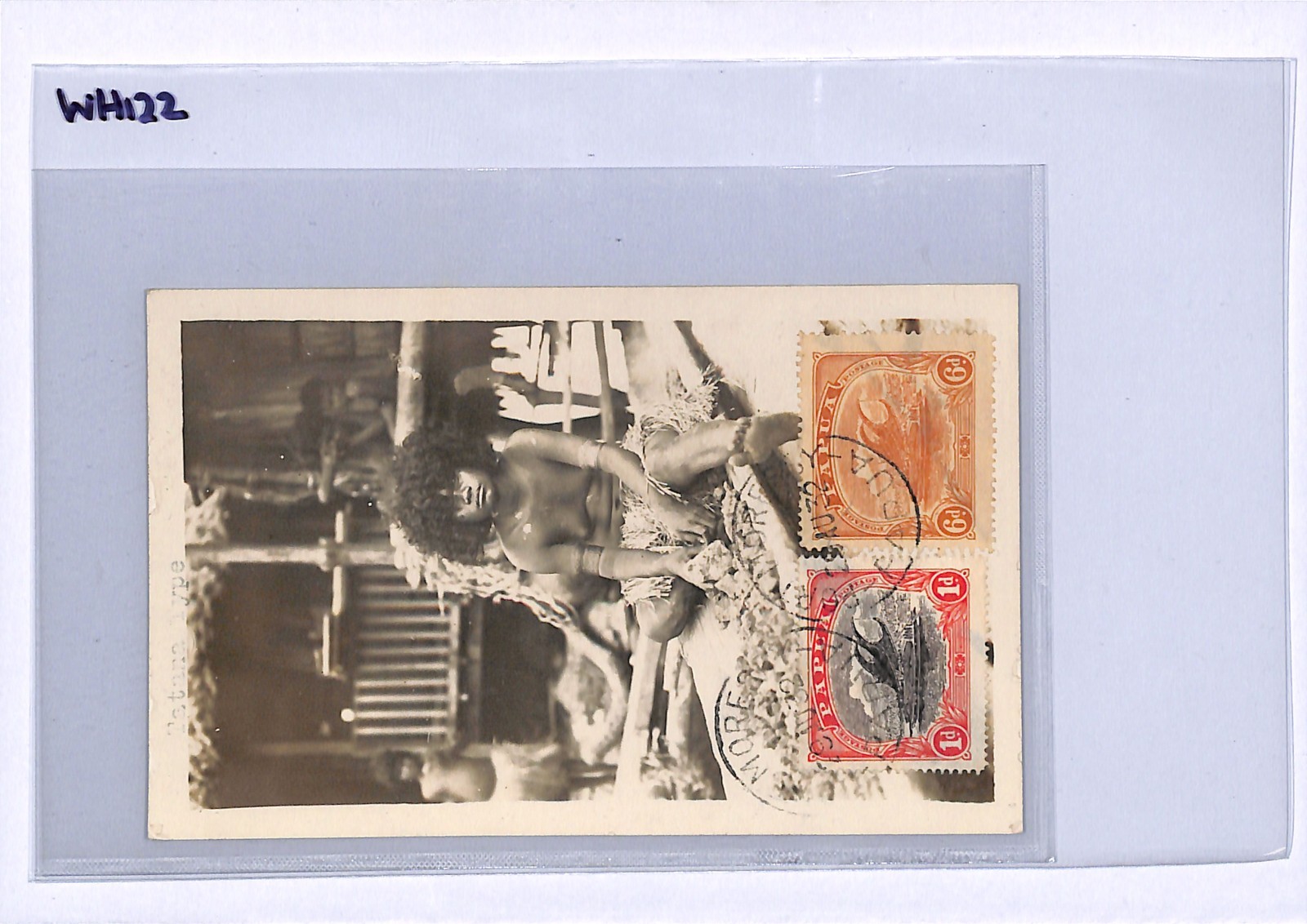 PAPUA Postcard LAKATOI 6d *VIEW-SIDE* FRANKING 1932 Real Photo Ethnic PPC WH122 - Image 5