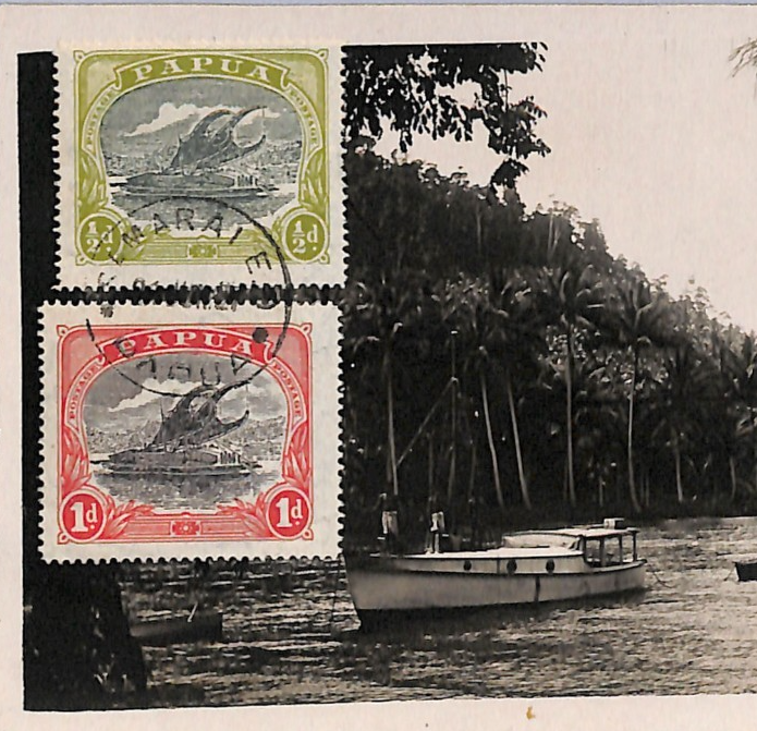 PAPUA Postcard Samarai 1927 Real Photo VIEW-SIDE Franking {samwells-covers}WH121 - Image 3