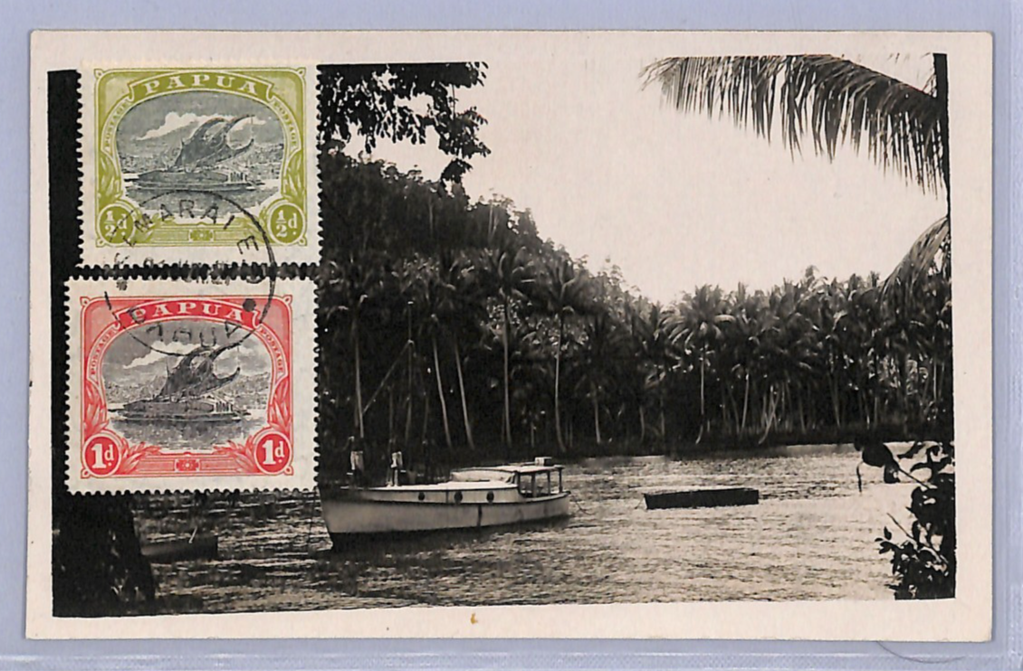 PAPUA Postcard Samarai 1927 Real Photo VIEW-SIDE Franking {samwells-covers}WH121 - Image 5