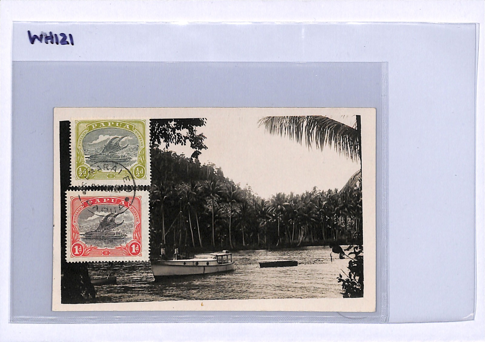 PAPUA Postcard Samarai 1927 Real Photo VIEW-SIDE Franking {samwells-covers}WH121 - Image 9
