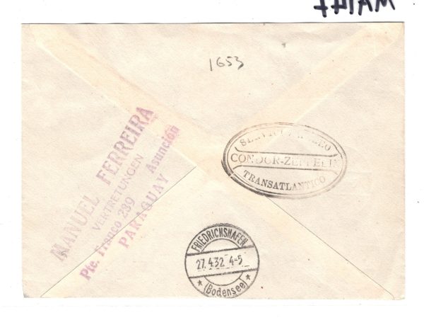 PARAGUAY Cover *GRAF ZEPPELIN* Air Mail Stamps 1932 APRIL Asuncion Germany MA147 - Image 7
