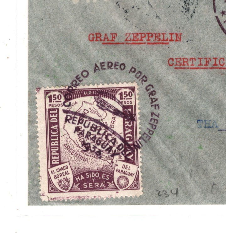 PARAGUAY GRAF ZEPPELIN Air Mail Cover 22p50 *HIGH VALUE* 1933 Netherlands KZ197 - Image 4