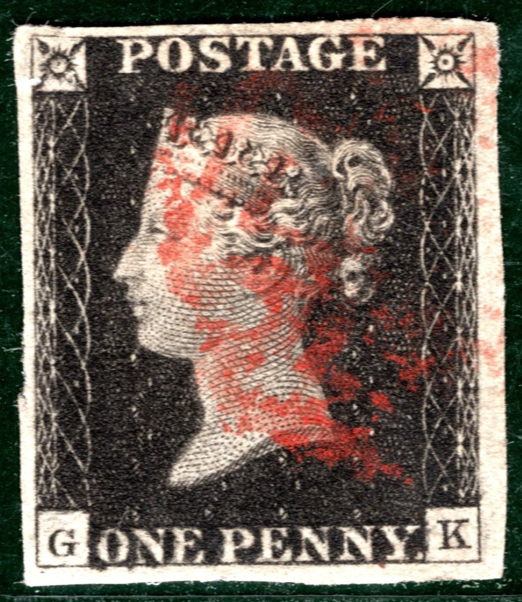 PENNY BLACK 1840 GB SG.3 1d Plate 1b (GK) *TWISTED RE-ENTRY* Red MX c£550+ SBR88