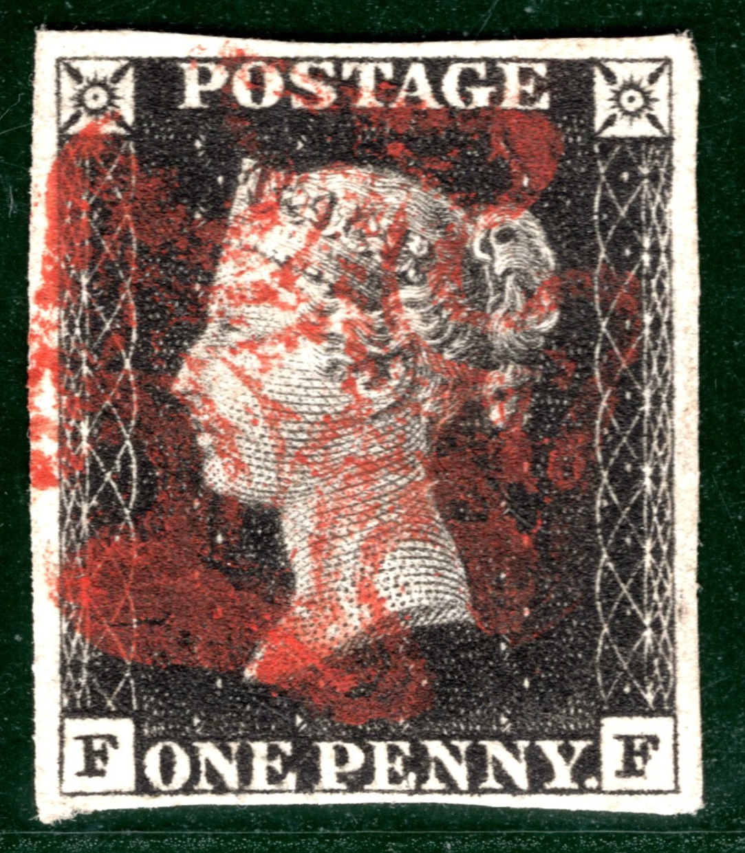 PENNY BLACK 1840 QV GB Stamp SG.2 1d Plate 1b (FF) Red MX AS5 Cat £375 YOR51