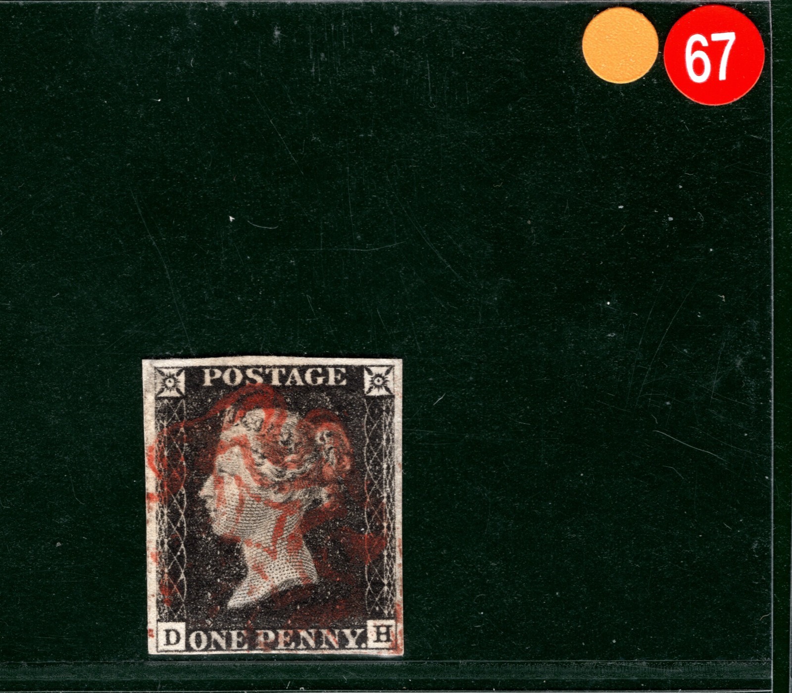 PENNY BLACK 1840 QV GB Stamp SG.2 1d Plate 4 (DH) Red MX AS23 Cat £400 YOR67 - Image 4