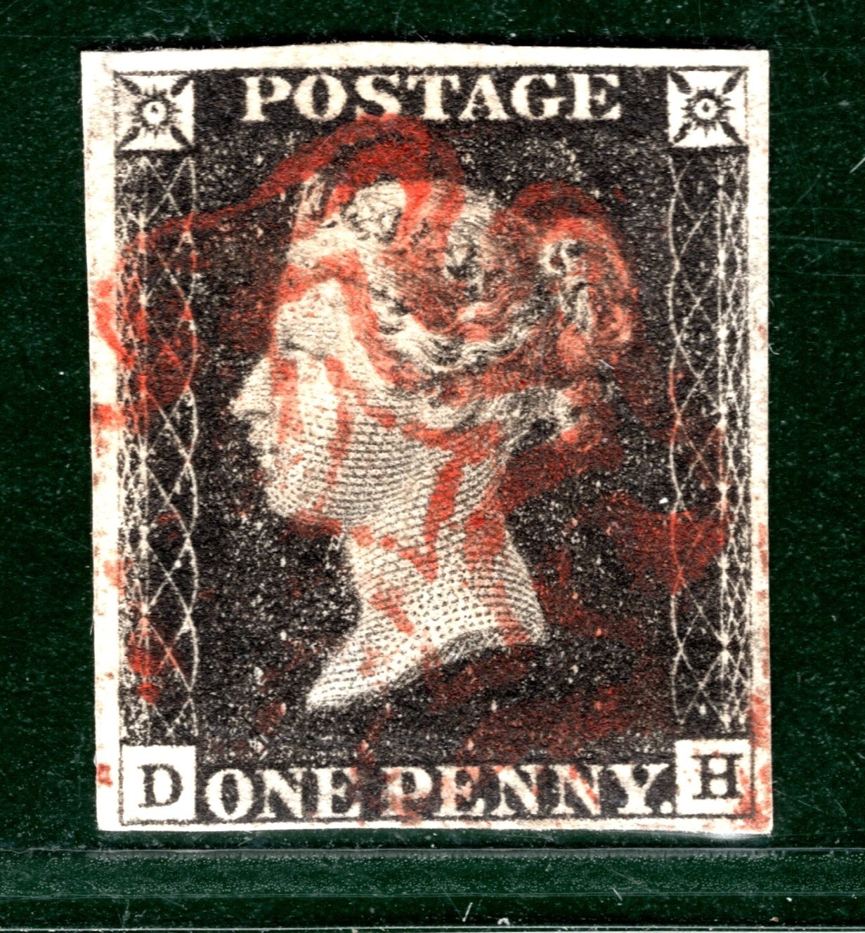 PENNY BLACK 1840 QV GB Stamp SG.2 1d Plate 4 (DH) Red MX AS23 Cat £400 YOR67 - Image 5