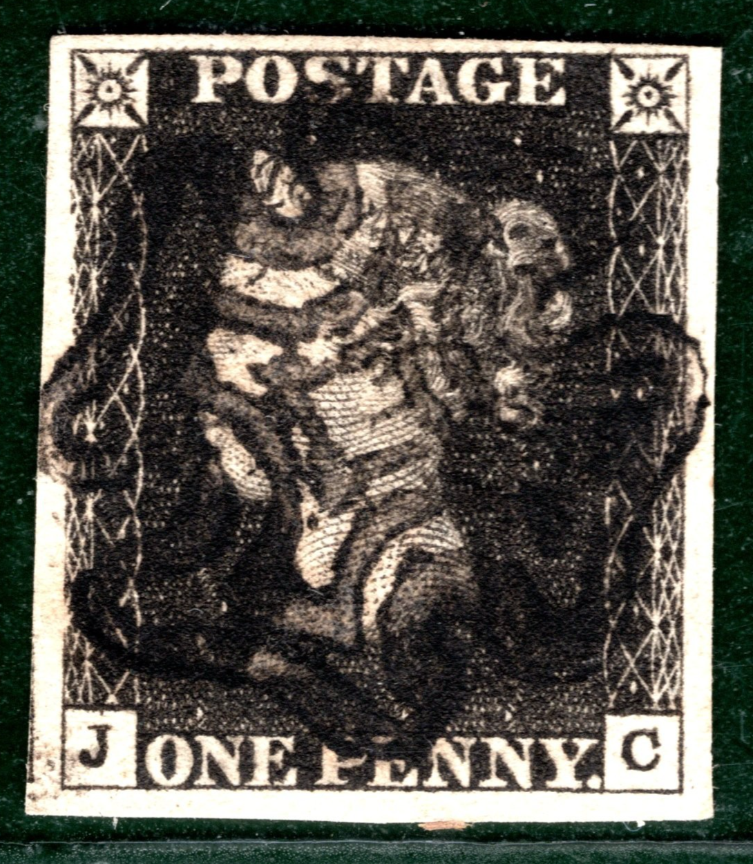 PENNY BLACK 1840 QV GB Stamp SG.2 1d Plate 6 (JC) Unusual MX AS41 Cat £375 YOR29