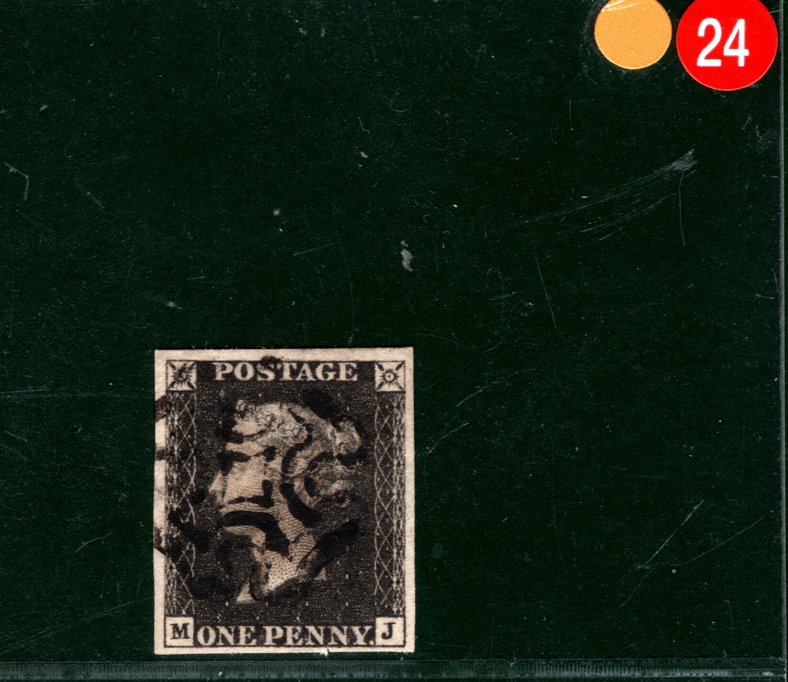PENNY BLACK 1840 QV GB Stamp SG.2 1d Plate 7 (MJ) Used MM AS46 Cat £400 YOR24 - Image 4