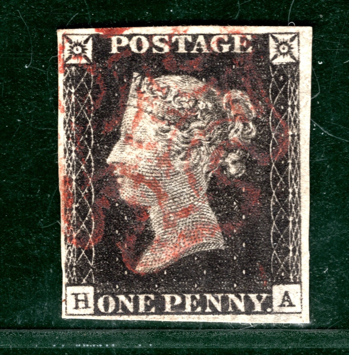 PENNY BLACK 1840 Stamp GB SG.2 1d Plate 2 (HA) Red MX Spec AS14 Cat £375- SBR60 - Image 5
