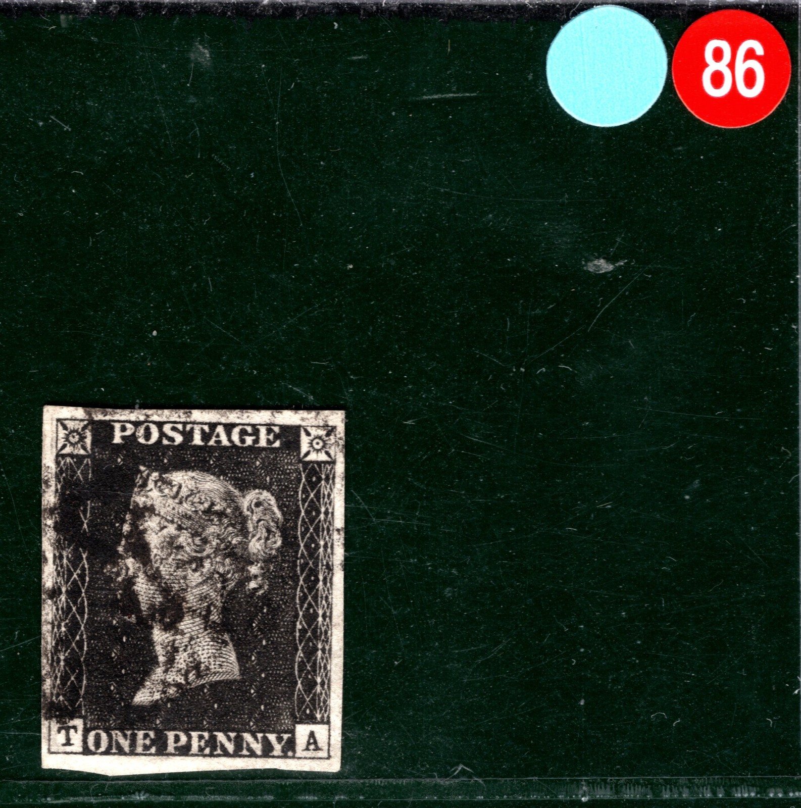 PENNY BLACK 1840 Stamp GB SG.2 1d Plate 4 (TA) LARGE MARGINS AS23 Cat £400-SBR86 - Image 4