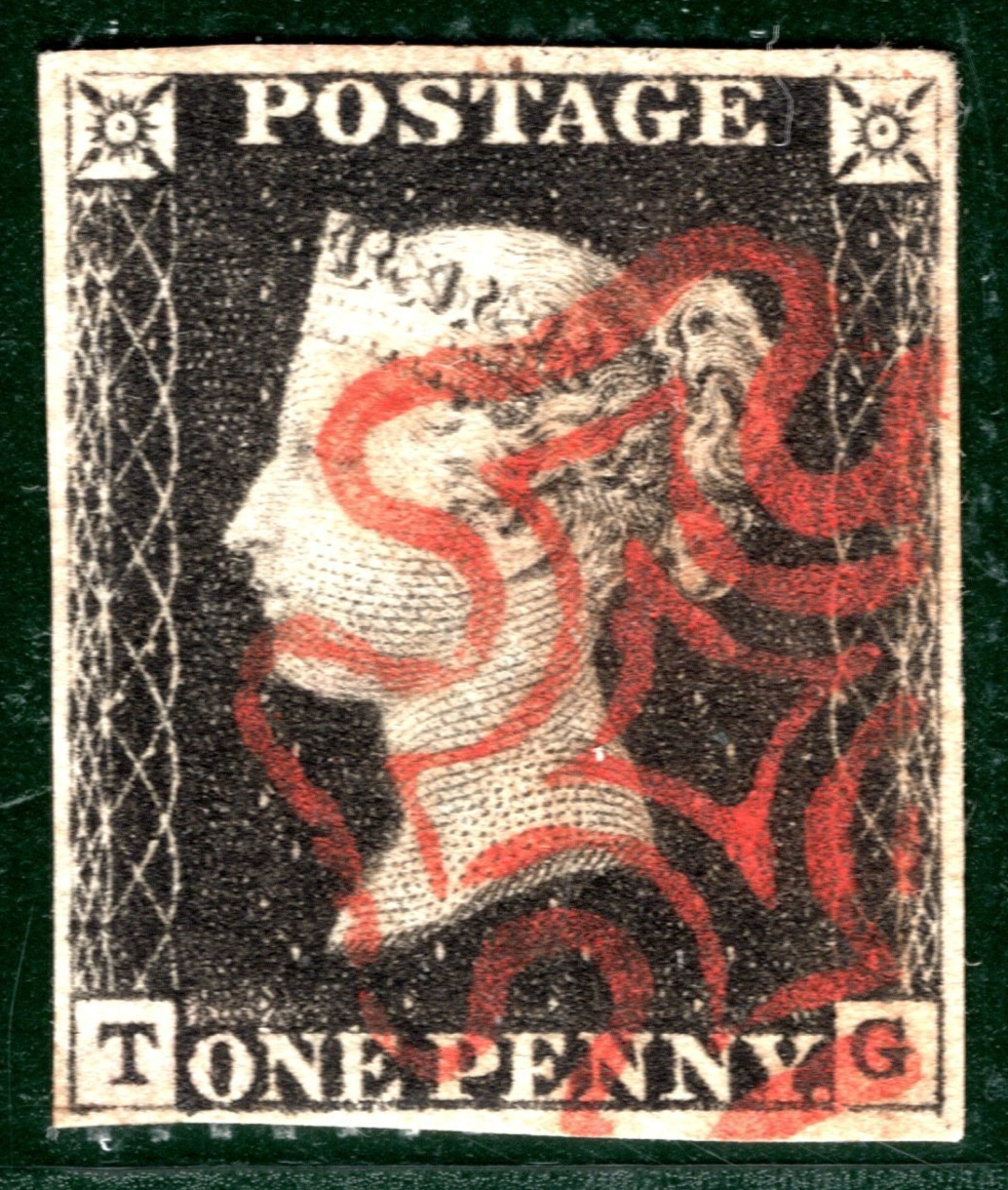 PENNY INTENSE BLACK 1840 QV GB SG.1 1d Plate 5 (TG) *STATE 1* Super Red MX YOR48