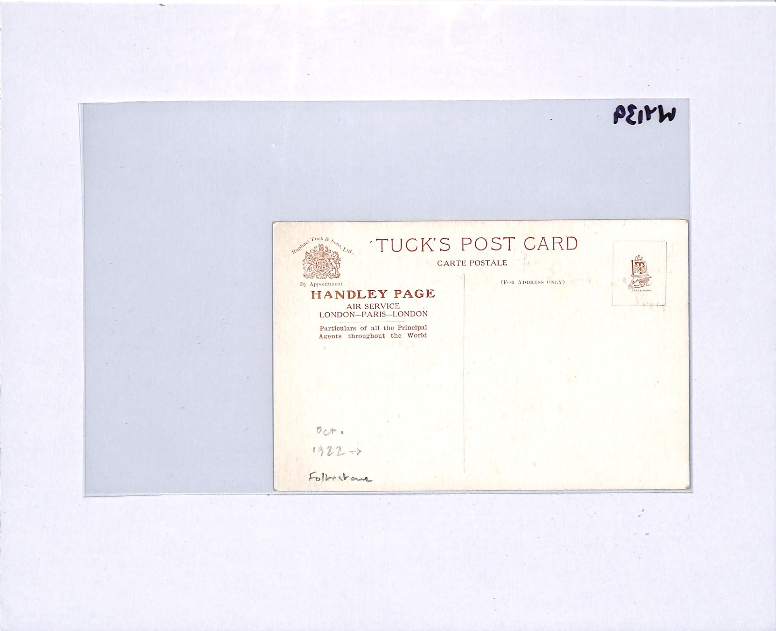 PIONEER AVIATION ART GB Postcard *HANDLEY PAGE* ADVERT c1922 Folkestone WY139 - Image 7