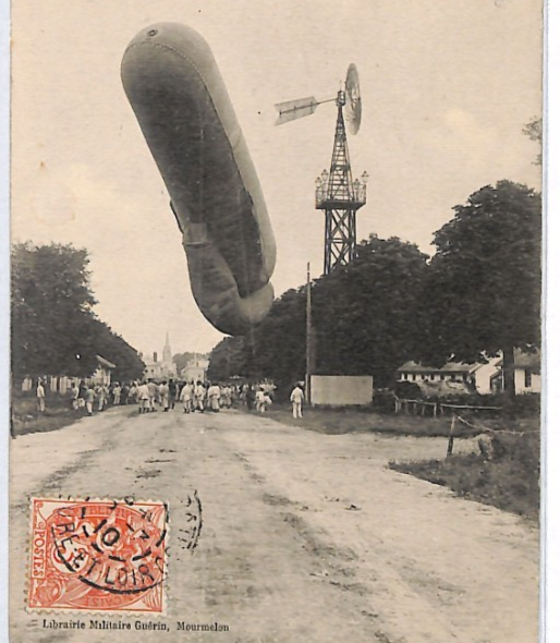 PIONEER AVIATION France 1910 Postcard AIRSHIP/BALLOON *Drachen* VIEW-SIDE PZ257