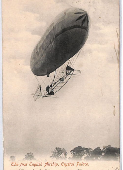 PIONEER AVIATION GB Postcard *FIRST ENGLISH AIRSHIP* (1902) Crystal Palace PZ73