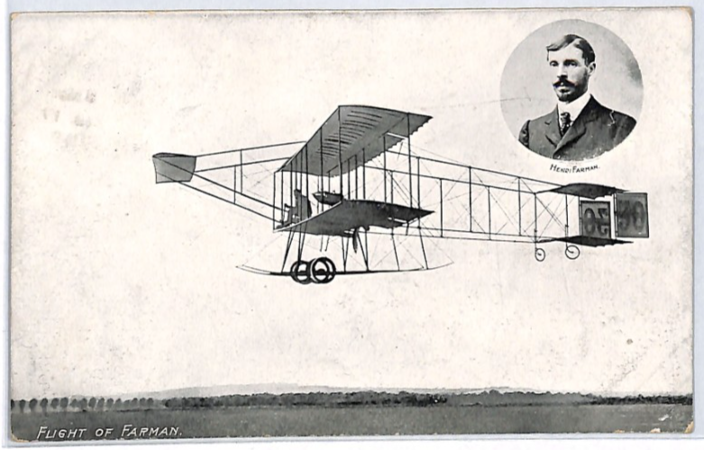 PIONEER AVIATION GB Postcard Farman BIPLANE Used 1909 EYE-WITNESS Message PZ237 - Image 4