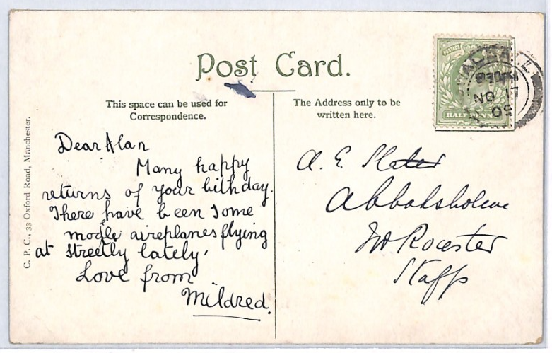 PIONEER AVIATION GB Postcard Farman BIPLANE Used 1909 EYE-WITNESS Message PZ237 - Image 5