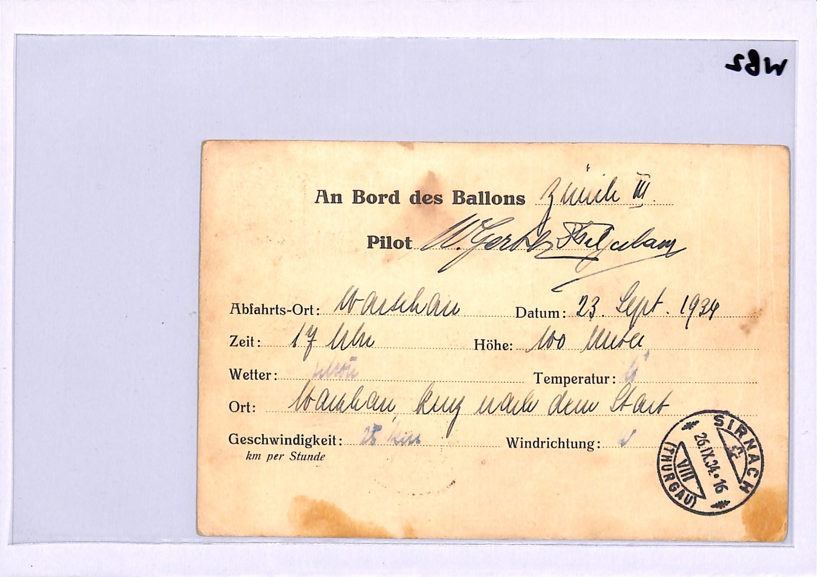 POLAND BALLOON MAIL Air Drop/Retour Card *SZCZUCZYN* CDS 1934 GORDON BENNETT WB2 - Image 7